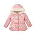 Baby Girl Winter Plus Velvet Thickening Berber Fleece Floral Wadded Jacket Kids Cashmere Lining Overcoat Cotton