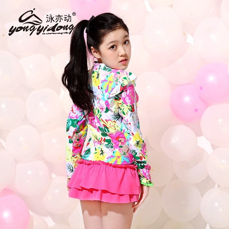 Badpak Childrens Swimwear for Girls 8-14 Years Kids Long Sleeve Floral Swimsuit for Teens Girls Swim Wear (2)