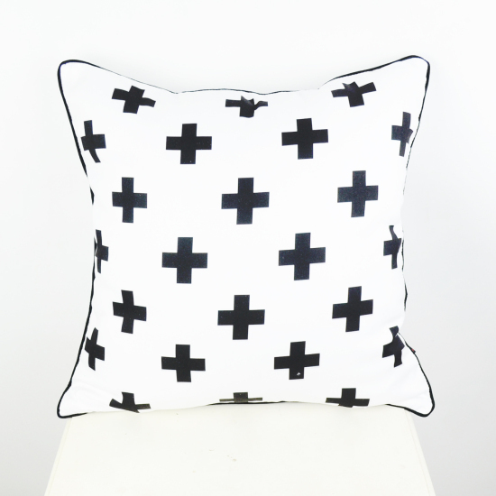 45*45 cm Black White Swiss Cross Decorative Throw Cushion Cover Pillow Case for Bedding Sofa almofadas decorativas