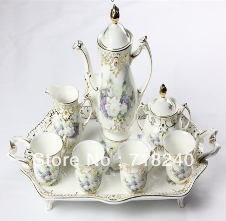 Free Shipping 8PCS Bone China TEA COFFEE SET PORCELAIN DINNER SET TABLEWARE CREAMIC KICTHEN WARE SET