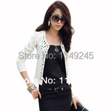 New 2015 black and white leisure short coat jackets with rivets outerwear for women suit jacket