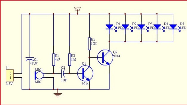 Светодиодная акустическая мигалка схема