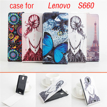 5 Styles Painted Lenovo s660 Back Case,Genuine Brand Leather Flip Case For lenovo s660 case Luxury For lenovo s 660 Phone Cover