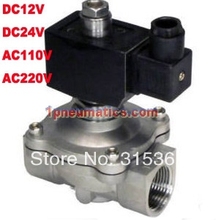 Free Shipping 1” Stainless Steel Normally Open Valve Water Acid Solenoid Valves Oil Acid VITON DC12V,DC24V AC110V or AC220V