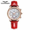2016 Fashion Watch Women Dress Watches GUANQIN Rose Gold Leather Analog Quartz Women Watches Relogio Feminino