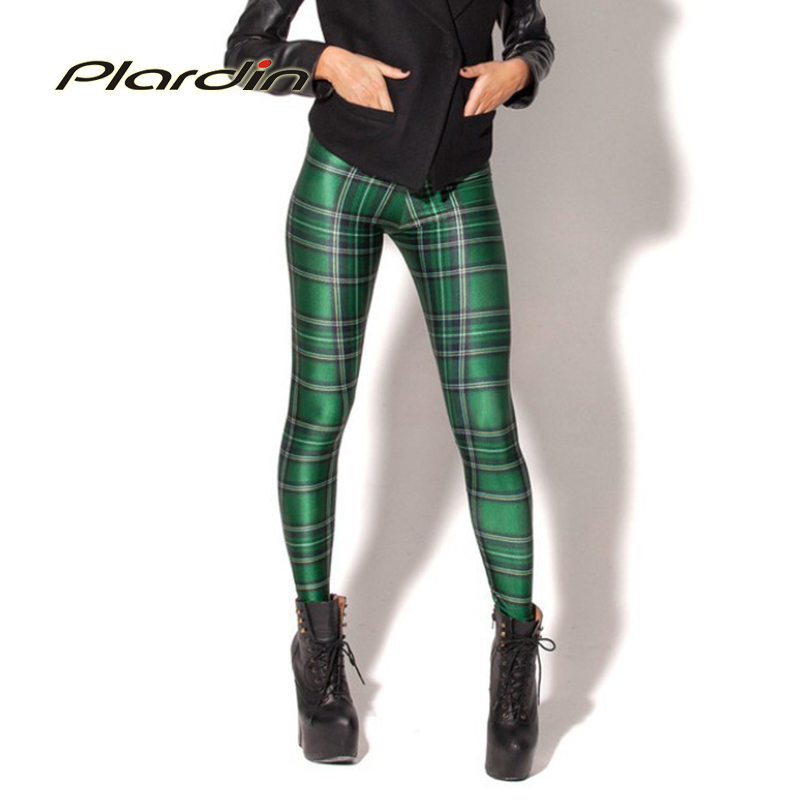 Plardin New Arrival Women 2016 Designed Digital Printed Spandex Pants Vintage font b Tartan b font
