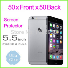 Free shipping 50pcs/lot for Iphone 6 plus clear screen protector film guard front and back with retail package