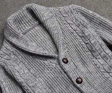 Mens Cardigan Sweater 2015 Autumn Winter New Fashion Shawl Collar Cable Knit Wool Cardigan Free Shipping