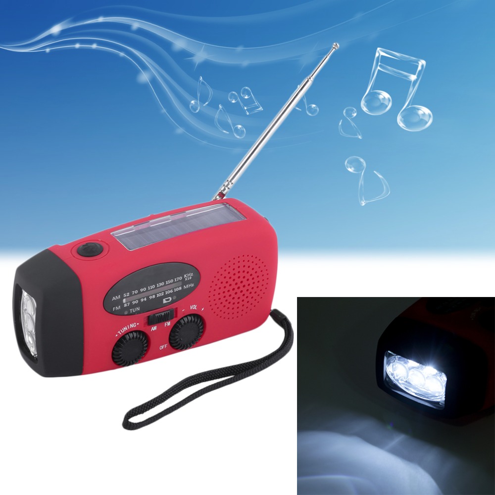 New Protable Solar Radio Hand Crank Self Powered Phone Charger 3 LED Flashlight AM/FM/WB Radio Waterproof Emergency Survival Red New Protable Solar Radio Hand Crank Self Powered Phone Charger 3 LED Flashlight AM/FM/WB Radio Waterproof Emergency Survival Red
