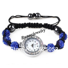 Dark Blue Rhinestone Shamballa de la pulsera de moda Shamball bolas de cuarzo reloj de para min. es $10 el envío gratis