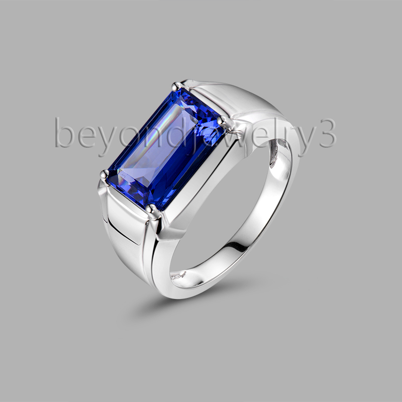 Tanzanite Wedding Rings Blue Tanzanite 18K White Gold Ring For Men, Natural Gemstone Ring For ...