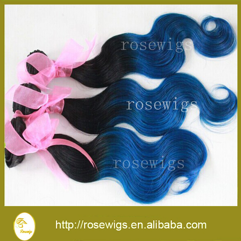 Peruvian Virgin Hair Body Wave Ombre Hair Extensions Unprocessed Virgin Peruvian Body Wave remy Human hair color 1b/blue
