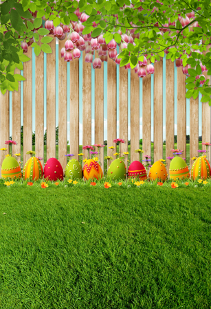 easter backdrops background fence portrait spring children studio vinyl eggs colorful ft photographic lily aliexpress