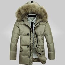 new arrival winter fashion mens down coat size M L XL XXL XXXL brand jeep men’s white duck down jacket with Fur hood parkas 170j