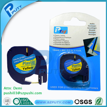 Free shipping 5PK DYMO LetraTAG 91202 -1/2” x13ft Black on Yellow plastic LetraTAG tape 91202