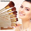 12 PCS Professional Wooden Cosmetics Makeup Brushes Set Brand Make Up Brushes Eyeshadow Eyeliner Lip Brush