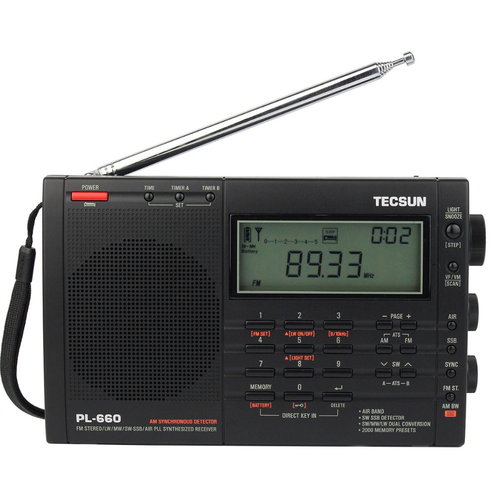 TECSUN PL660 PLL SSB VHF AIR Band Radio FM Radio Stereo/MW/SW/LW Dual Conversion Receiver Y4133A