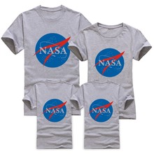 2016 summer Family Matching Outfits short-sleeved NASA Letter T-shirt Women Kids Clothing Top tees Family Look Family fitted