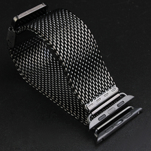 Stainless Steel Wrist Watchband For Apple Watch Band Link Strap 38mm 42mm with Connector Adapter iwatch Band bracelet Gold Black
