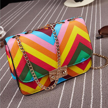 2016 Casual Chains Small Women Messenger Bag Ladies Splice Grafting Vintage Shoulder Crossbody Bags Handbags Women Famous Brands