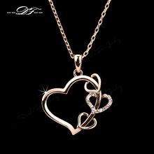 2014 New Love Heart CZ Diamond Party Necklaces & Pendants Wholesale 18K Gold Plated Fashion Wedding Jewelry For Women DFN459