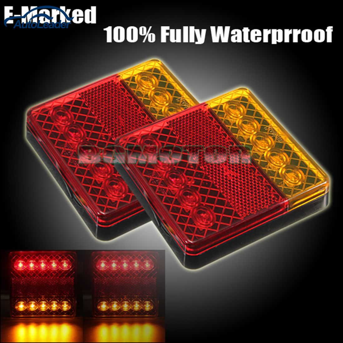 Universal 1 Pair 12V LED Trailer Truck Van Stop Rear Tail Indicator Light Lamp Waterproof E-Marked Universal 1 Pair 12V LED Trailer Truck Van Stop Rear Tail Indicator Light Lamp Waterproof E-Marked