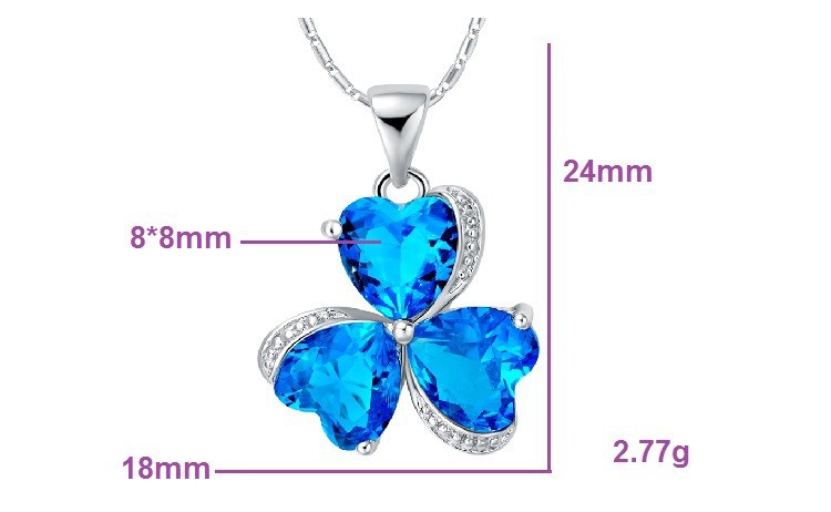 Sterling Silver 925 Silver Set Jewelry Sapphire Ruby Purple Heart CZ Zircon 3 Leaves Ring Pendant Chain Earrings Finely Cut T289