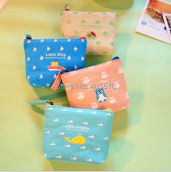 2014 New Korea Style Square Cute Happy Family Small Purse / Coin Bag