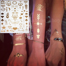 Gold metal tattoo stars/arrow/heart-shaped tribal tatoo flash tattoos waterproof temporary tattoo sticker on the body