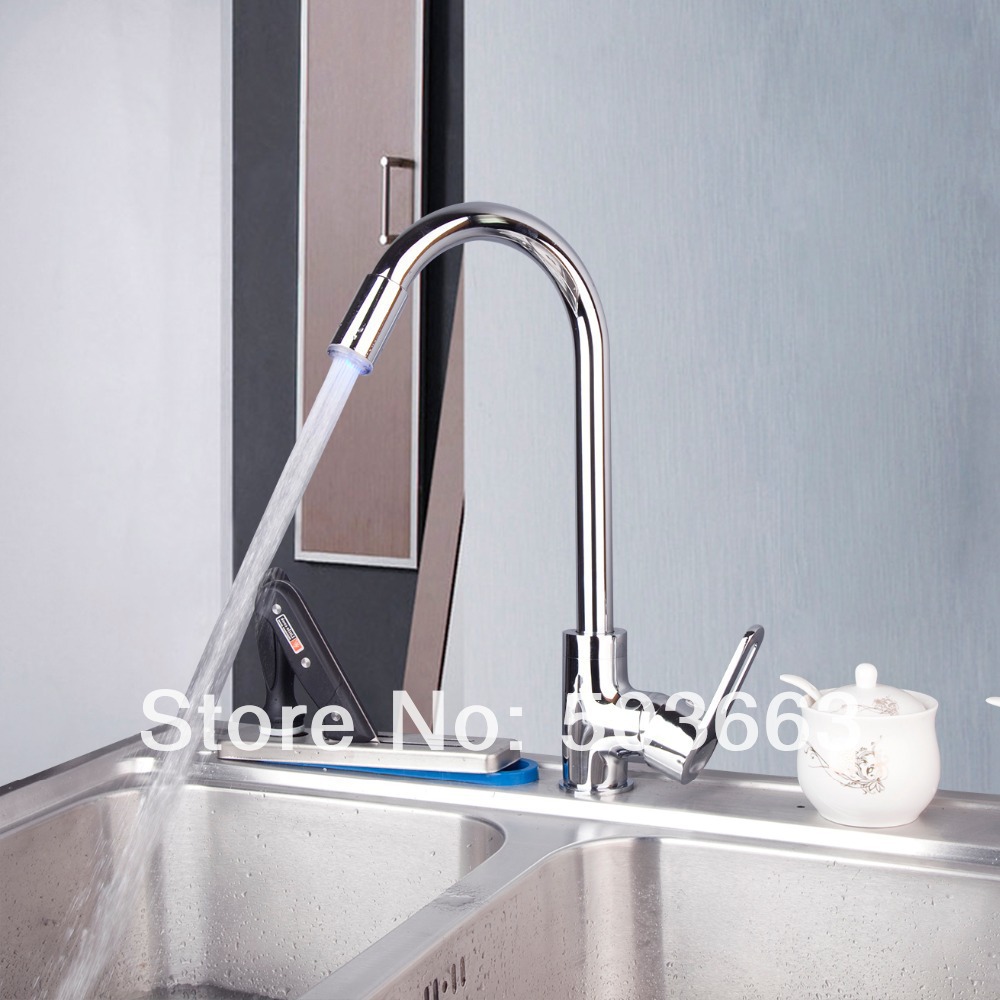 LED Construction Real Estate New Kitchen Chrome Basin Sink Single Handle Deck Mounted Vanity Vessel MF