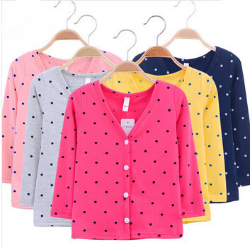 Girl Boy cardigan baby new 2014 spring V neck thin basic dot dog children s clothing