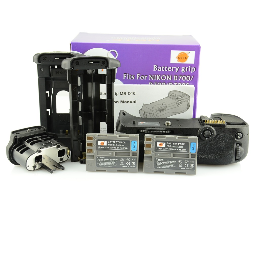 DSTE MB-D10 Multi-Power Vertical Battery Grip + 2 x EN-EL3E Battery For NIKON D300 D700 D900 Digital SLR Camera