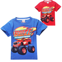 cartoon funny boys T-shirt anime Blaze Monster Machines patternT-shirt for 3-8yrs boys fashion male kids T-shirt clothe hot sale