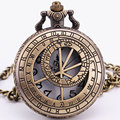 Planetarium Vintage Antique Retro Archaize Steampunk Hollow Quartz Pocket Watch Men Unisex Pendant Chain Clock Gift