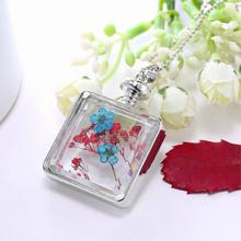 Fashion Silver Color Jewelry Glass Collares for Women Newest Dry Flower Statement Necklace Christmas Halloween Gift