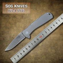Envío de la nueva llegada SOG marca hoja de acero AUS-8 electrochapa 6061-T6 aluminio de aleación de mango cuchillo plegable táctico sharper