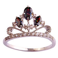 Fashion Noble Crown Royal Style Rainbow Sapphire 925 Silver Ring Size 6 7 8 9 10 11 Women Jewelry Free Shipping Wholesale