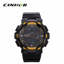 Bestdon BD5517G movimiento electrónico alta calidad hombres de moda a prueba de agua del reloj del deporte con LED negro amarillo