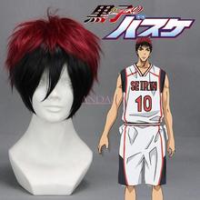 Kuroko’s Basketball Kagami Taiga  Anime Wine Red+Black Color Hair Men’s Straight Bob Short Wigs  fluffy Hairstyle Cosplay Wig