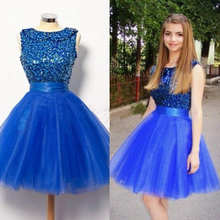 Sequined Cocktail Dresses 2016 New Arrival Party Dress Knee-Length O-neck None Off the Shoulder A-Line Appliques Prom Dress 2016