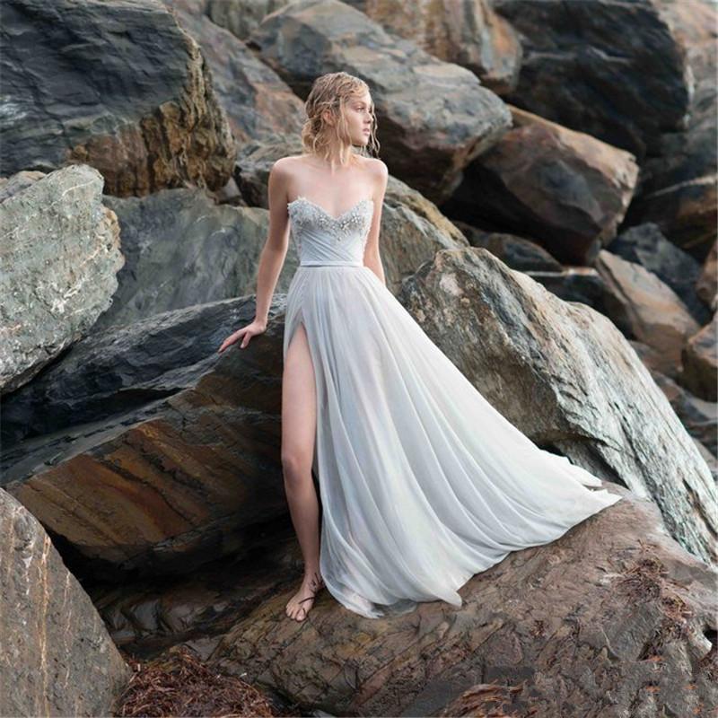 Grey beach bridesmaid dresses