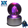 HUI YUAN Batman 3D Crystal Ball 7 Colors Rotation 3D LED Night Light Desk Table Lamp