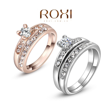 ROXI Christmas Delicate Zircon Earrings Man-made Fashion Platinum Plated Shinning Fashion Ring Wedding