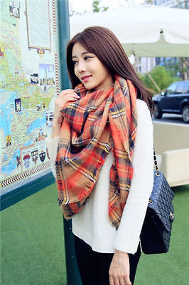 Women Blanket comfortable warm oversized mixed Orange font b tartan b font scarf wrap shawl