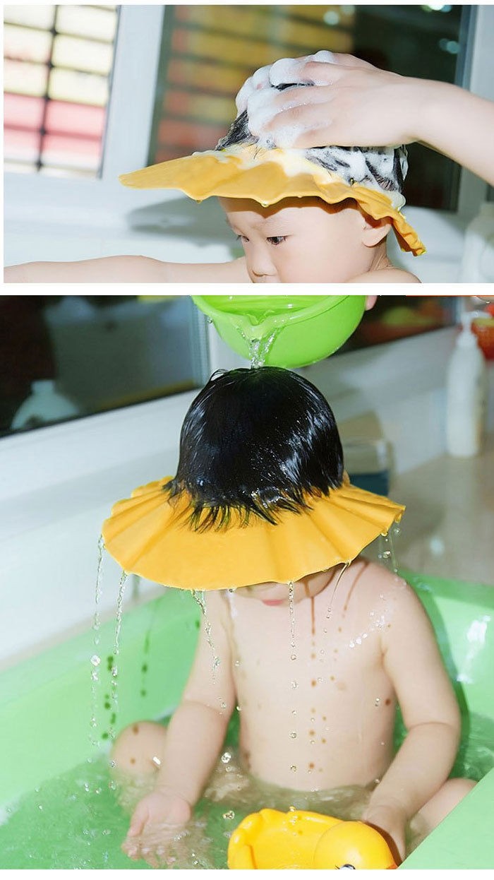 new Soft Baby Kids Children Shampoo Bath Bathing Shower Cap Hat Wash Hair Shield Shampoo Adjustable waterproof baby hat 4