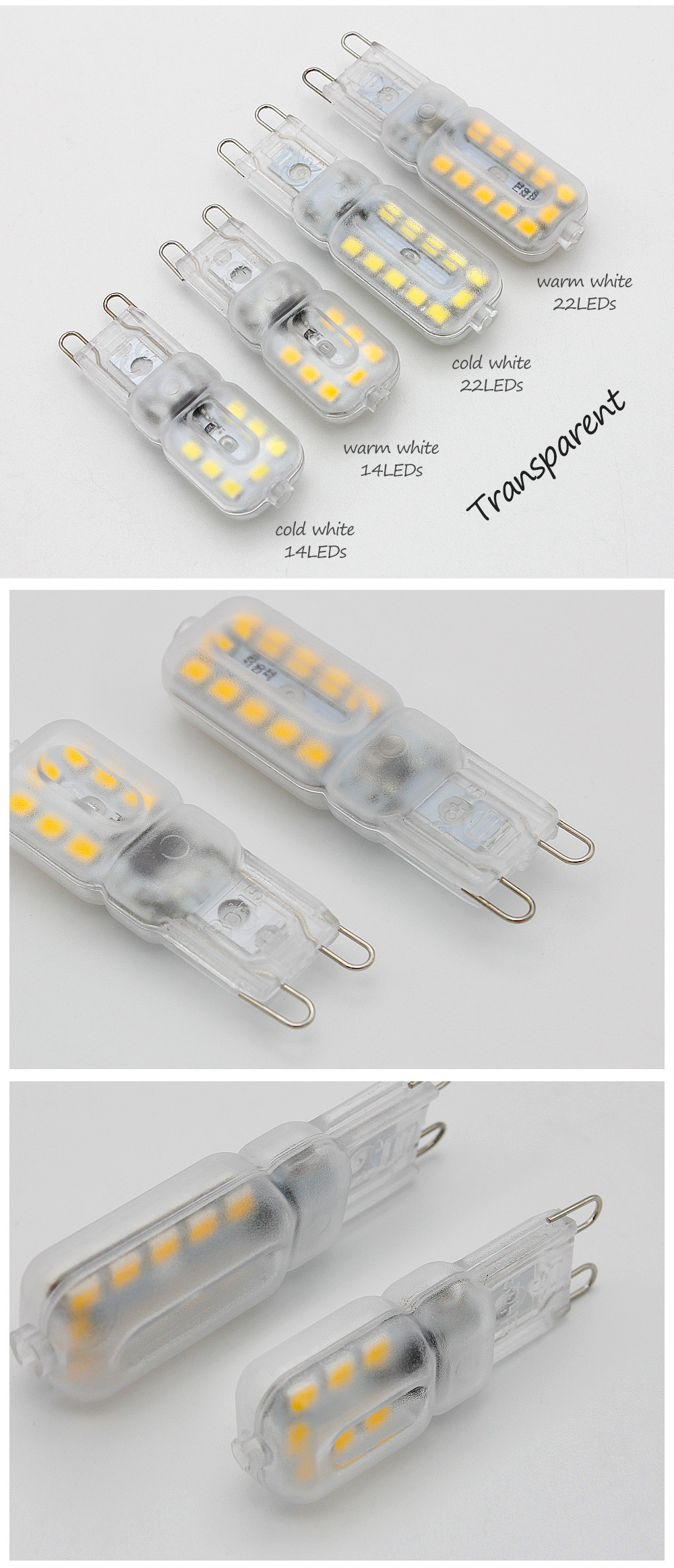 Description Picture 4 of item3W 5W Dimmable G9 Led Light  AC 220V 230V Corn Bulb 14 22 SMD2835 Spotlight Crystal Chandelier Lighting Replace 30w Halogen Lamp