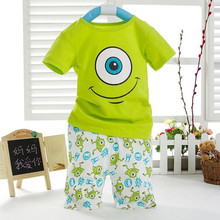 New Kids Boys Clothing Set Cartoon Smile Short Sleeve T-shirt Short Trousers Pants Age 1-7Y