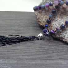 Natural agate beads crystal Buddha Mala Beads Tassel necklace Spiritual Yoga Jewelry women long necklaces