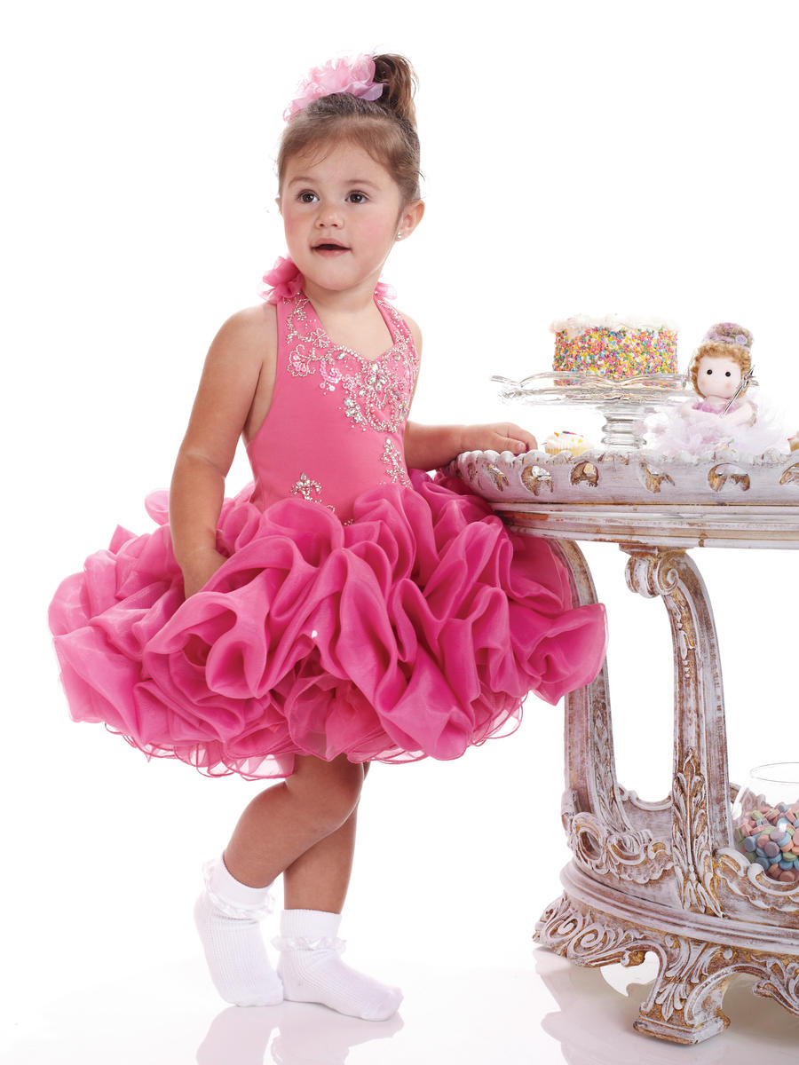Фотография 2015 vintage halter beading little girls short pageant dresses  party princess girls ball gown glitz toddler pageant dress