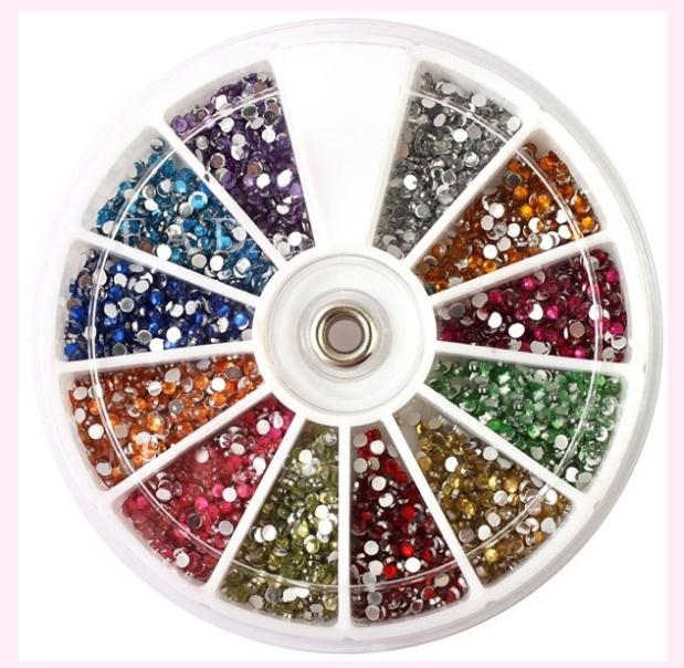 3600pcs Nail Art Rhinestones decoration 3D Wheel Glitter Gems Design stone Round Bling Crystal sticker Nail